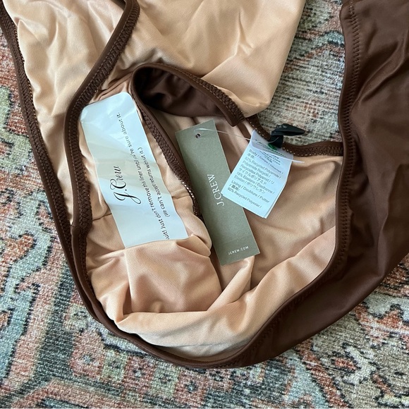 J. Crew O-Ring V-Neck One Piece Swimsuit Size 22 NWT Brown - Picture 5 of 9